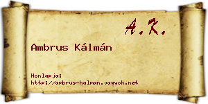 Ambrus Kálmán névjegykártya